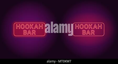 Neon-Symbol von Red Shisha Bar Inschrift. Vector Illustration des roten Neon Shisha Bar bestehend aus Neon skizziert, mit Hintergrundbeleuchtung auf dem dunklen Hintergrund Stock Vektor