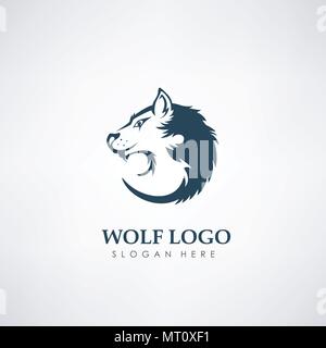 Wolf Konzept logo Vorlage. Etikett für die Jagd, Firma oder Organisation. Vector Illustration Stock Vektor