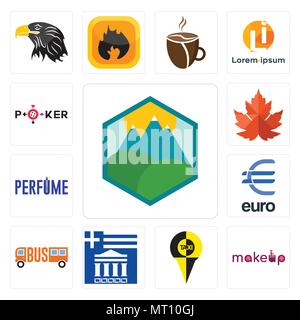 Satz von 13 Einfache editierbare Ikonen wie pic,, Griechisch, Euro, Maple Leaf, können für mobile verwendet werden, die Web-UI Stock Vektor