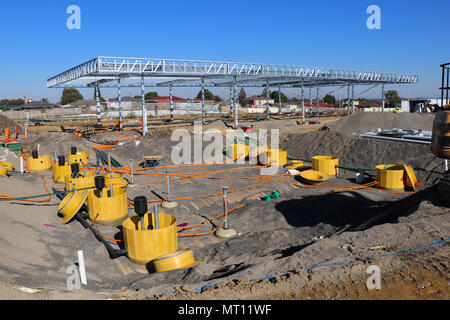 Costco Tankstelle Baustelle: Epping, Victoria, Australien. Stockfoto