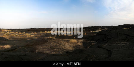 Lavafelder um Erta Ale Vulkan, die Danakil, Afar, Äthiopien Stockfoto