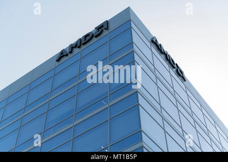 Santa Clara, Kalifornien - 26. April 2018: AMD Hauptsitz im Silicon Valley. Stockfoto