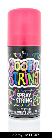 Winneconne, WI - 28 April 2018: eine Dose Goofy string spray String einer isolierten Hintergrund. Stockfoto