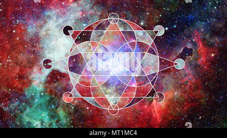 Abstrakte hipster geometrischen Hintergrund mit Dreiecken, Kreisen, Nebel, Sterne und Galaxien. Elemente dieses Bild von der NASA eingerichtet. Stockfoto