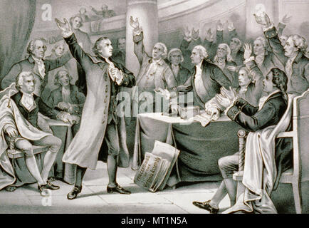 Patrick Henry (1736-1799), amerikanischer Rechtsanwalt, Pflanzmaschine und Redner für seine Erklärung bekannt: "mir Freiheit geben, oder mir den Tod!' Stockfoto