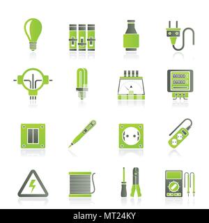 Elektrische Geräte und Anlagen Symbole - Vektor Icon Set Stock Vektor