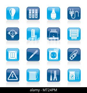 Elektrische Geräte und Anlagen Symbole - Vektor Icon Set Stock Vektor