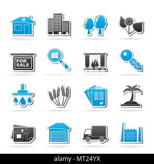 Immobilien und Gebäude Symbole - Vektor Icon Set Stock Vektor