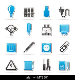 Elektrische Geräte und Anlagen Symbole - Vektor Icon Set Stock Vektor