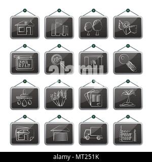 Immobilien und Gebäude Symbole - Vektor Icon Set Stock Vektor