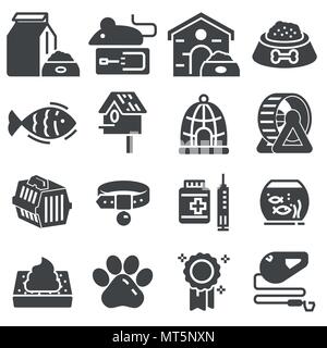 Pet-Web schwarze Symbol gesetzt. Vector Illustration Stock Vektor