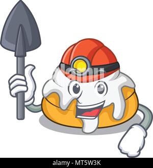 Miner Cinnamon Roll Maskottchen Karikatur Stock Vektor