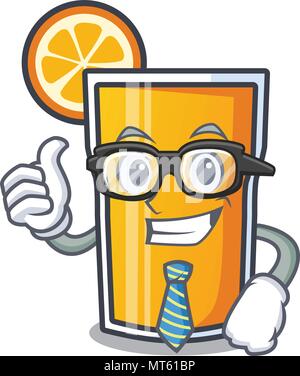 Geschäftsmann Orangensaft Charakter Cartoon Stock Vektor