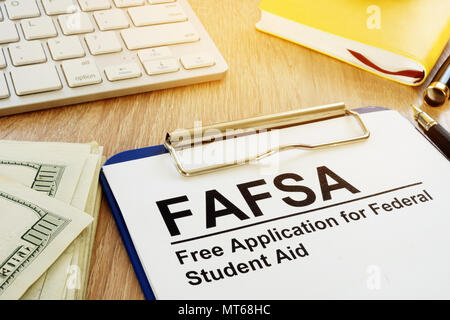 Kostenlose Applikation für Federal Student Aid (FAFSA) Konzept. Stockfoto