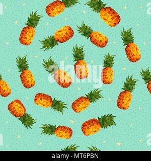 Moderne Sommer nahtlose Muster, bunt Ananas Obst Hintergrund in Low Poly style mit geometrischen Dreieck formen EPS 10 Vektor. Stock Vektor