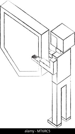 Rückansicht Mann mit Schirm Schutz siometric Vektor-illustration Skizze Stock Vektor