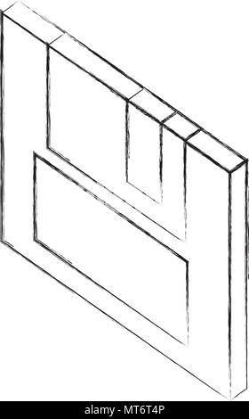 Diskettenlaufwerk Backup Speicher Sicherheit isometrische Vektor-illustration Skizze Stock Vektor