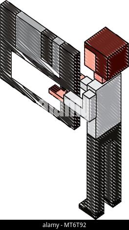 Rückansicht Geschäftsmann mit Diskette in Händen isometrische Vector Illustration Zeichnung Stock Vektor