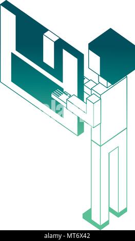 Rückansicht Geschäftsmann mit Diskette in Händen isometrische Vector Illustration Stock Vektor