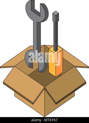 Support Reparatur Werkzeuge in Feld isometrische Stock Vektor