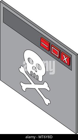 Webseite Fehler Schädel isometrische Stock Vektor