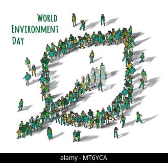 Tag der Umwelt zeichen Blatt Menschen isolieren Stock Vektor