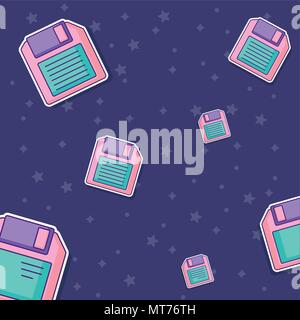 Hintergrund der Disketten Muster, farbenfrohen Design. Vector Illustration Stock Vektor