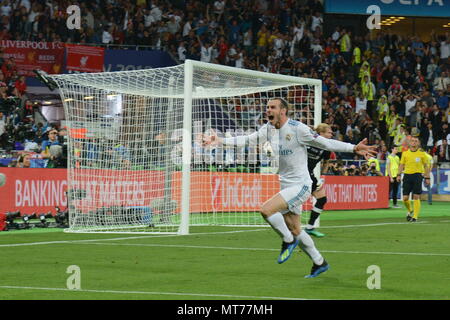 Kiew, Ukraine - 26. MAI 2018: Real Madrid Gareth Bale feiert das Tor im Finale der Champions League Fußball Spiel zwischen Real Madrid und Liverpool an der NSC Olympiastadion (Foto von Alexandr Gusew/Pacific Press) Stockfoto