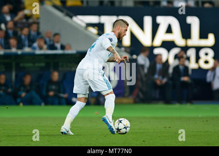 Kiew, Ukraine - 26. MAI 2018: Sergio Ramos von Real Madrid in der Champions League Fußball Spiel zwischen Real Madrid und Liverpool an der NSC Olympiastadion (Foto von Alexandr Gusew/Pacific Press) Stockfoto