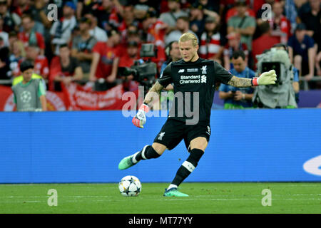 Kiew, Ukraine. 26 Mai, 2018. FC Liverpool Torwart Loris Karius während der Champions League Fußball Spiel zwischen Real Madrid und Liverpool an der NSC Olympiastadion Credit: Alexandr Gusew/Pacific Press/Alamy leben Nachrichten Stockfoto