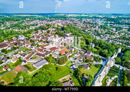 Luftbild von Provins, eine Stadt der mittelalterlichen Messen und ein UNESCO-Weltkulturerbe in Frankreich Stockfoto