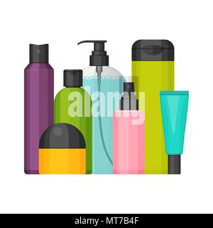 Bunte Vektor kosmetische Flaschen, flache Bauweise Stock Vektor