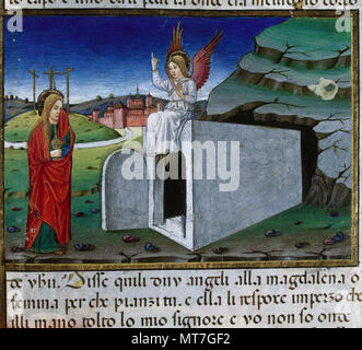 Cristoforo De Predis (1440-1486). Italienische Miniaturisten. Maria bringt eine Salbe zum Grab den Leichnam Jesu zu salben. Codex von Predis, 1476. Königliche Bibliothek. Turin, Italien. Stockfoto