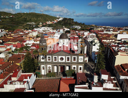 Luftaufnahme auf Dom und Stadtbild San Cristobal de La Laguna, Teneriffa, Kanarische Inseln, Spanien Stockfoto
