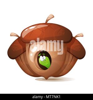 Lustig, süß, verrückt cartoon Wurm. Muttern Abbildung. Stock Vektor