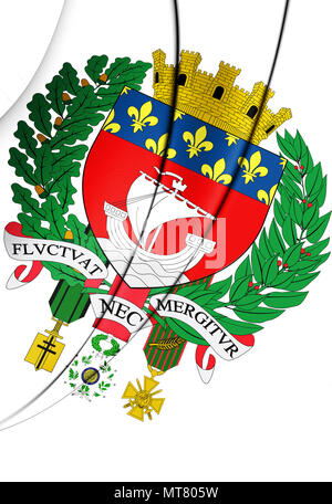 3D Paris Wappen, Frankreich. 3D-Darstellung. Stockfoto