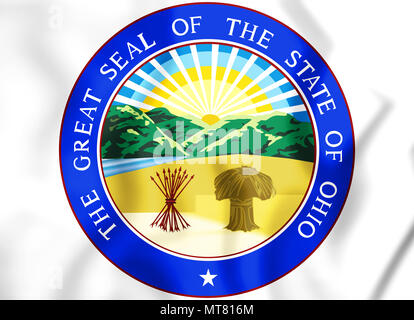 3D-Siegel des Staates Ohio, USA. 3D-Darstellung. Stockfoto