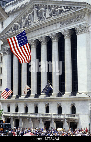 Historische 1988 NYSE BÖRSE BROAD STREET IN MANHATTAN NEW YORK CITY USA Stockfoto