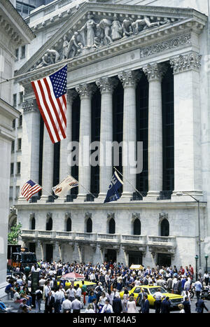 Historische 1988 NYSE BÖRSE BROAD STREET IN MANHATTAN NEW YORK CITY USA Stockfoto