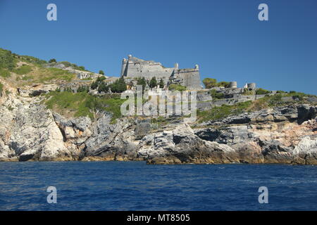 Die Kirche St. Peter in Portovenere, Italien Stockfoto