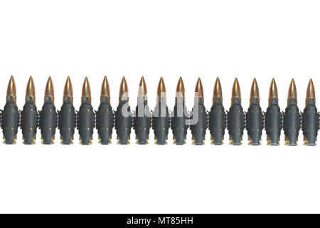 Munition Riemen auf weißem Hintergrund Stockfoto