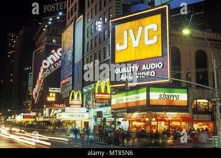 1988 historische Times Square in Midtown Manhattan, New York City, USA Stockfoto