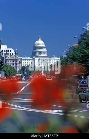 1988 historische UNITED STATES Capitol Gebäude der Pennsylvania Avenue in Washington DC USA Stockfoto