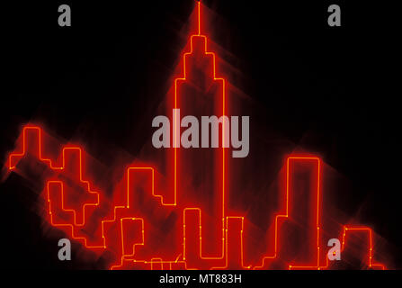 1990 historische ROT NEON EMPIRE STATE BUILDING SYMBOLISCHE SKYLINE NEW YORK CITY USA Stockfoto