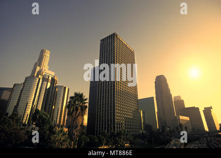 1990 historische Downtown Skyline LOS ANGELES Kalifornien USA Stockfoto