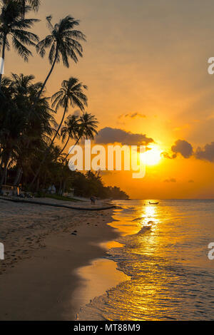 Sonnenuntergang am Strand von Bang Por auf Koh Samui in Thailand. Stockfoto