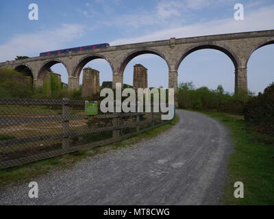 South West Train crossing die Brunel Brücke, Carnon Tal, Cornwall Stockfoto