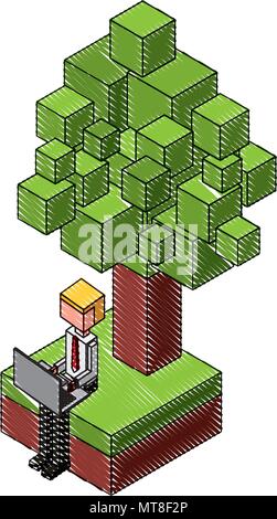 Unternehmer arbeiten mit Laptop im Baum isometrische Avatar Stock Vektor