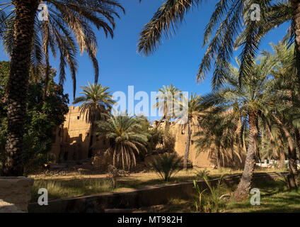 Alten, verlassenen Haus in einer Oase, Ad Region Dakhiliyah Al Hamra, Oman Stockfoto