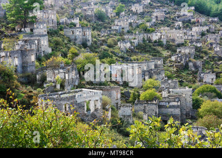 Die verlassenen Lykischen Dorf Kayaköy, Fethiye, Türkei. Geisterstadt Kayakoy. Stockfoto